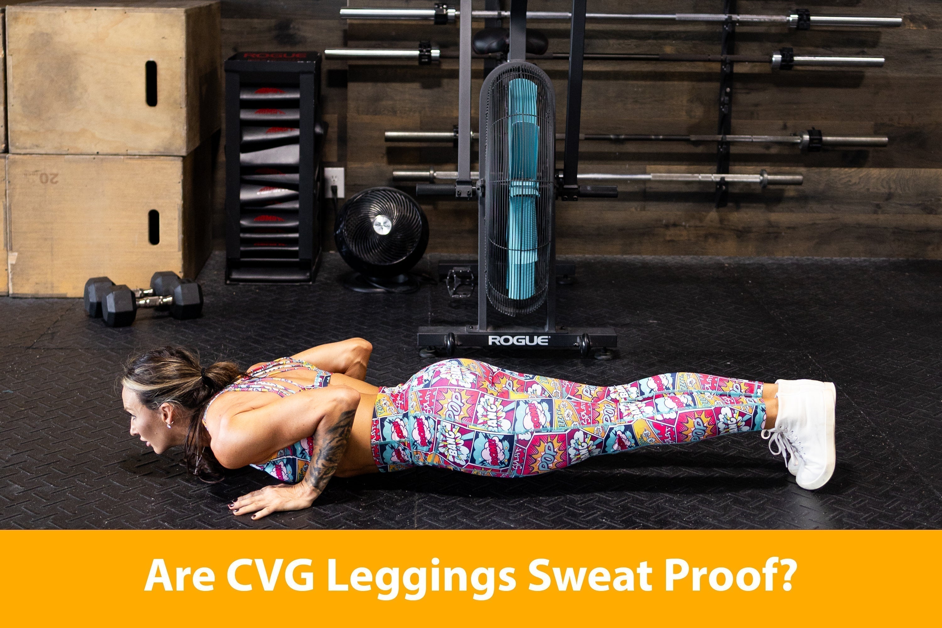 doing push-ups in sweat proof constantly varied gear leggings