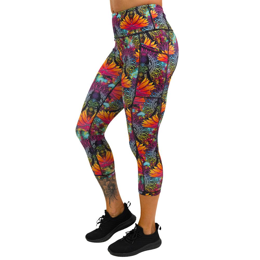namaste all day capri leggings facing the side