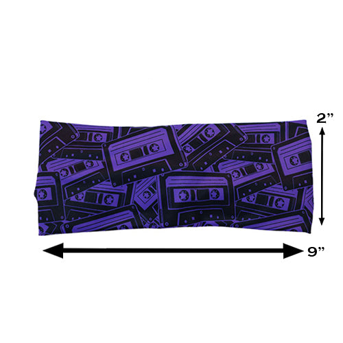 80s Mixtape headband measured at 2 by 9 inches