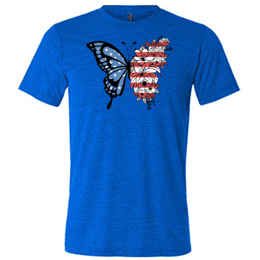 blue American Flag Butterfly Unisex Shirt