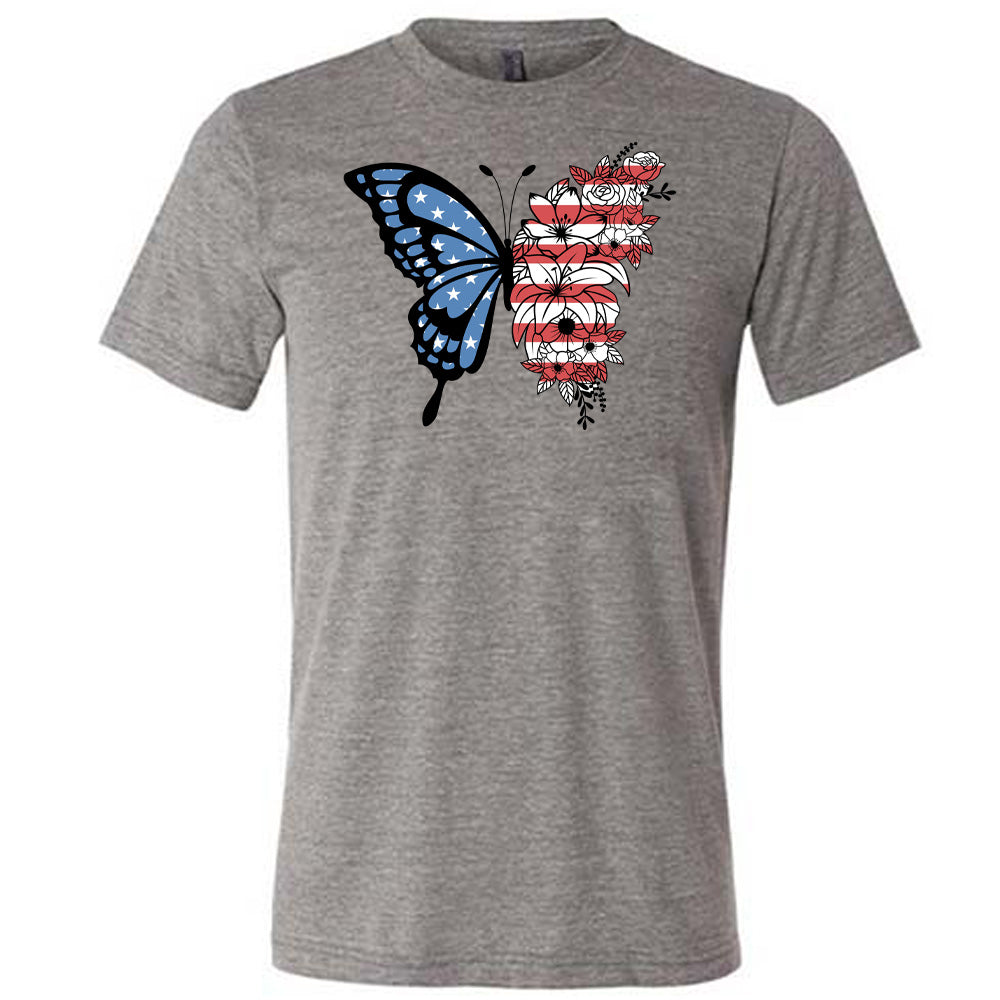 grey American Flag Butterfly Unisex Shirt