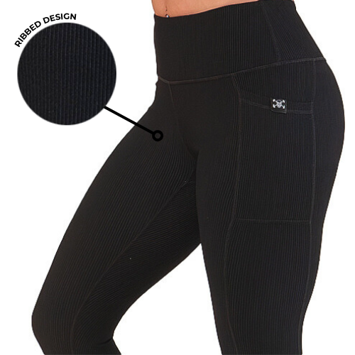 black ribbed leggings