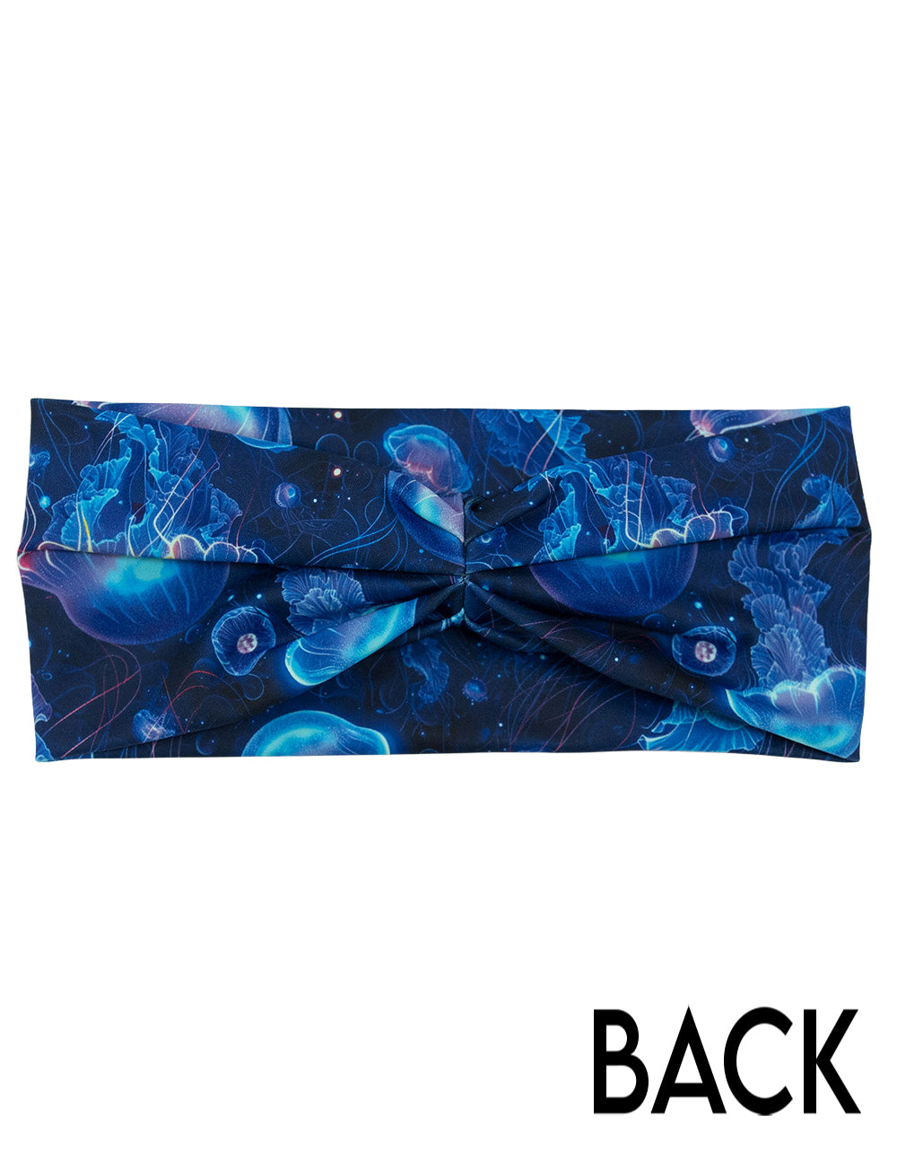 back of the blue jellyfish headband against a white background
