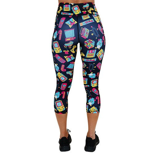 back of the capri length 90s themed leggings