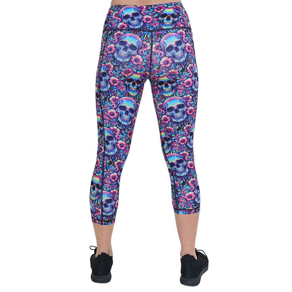 back of the neon skull print leggings