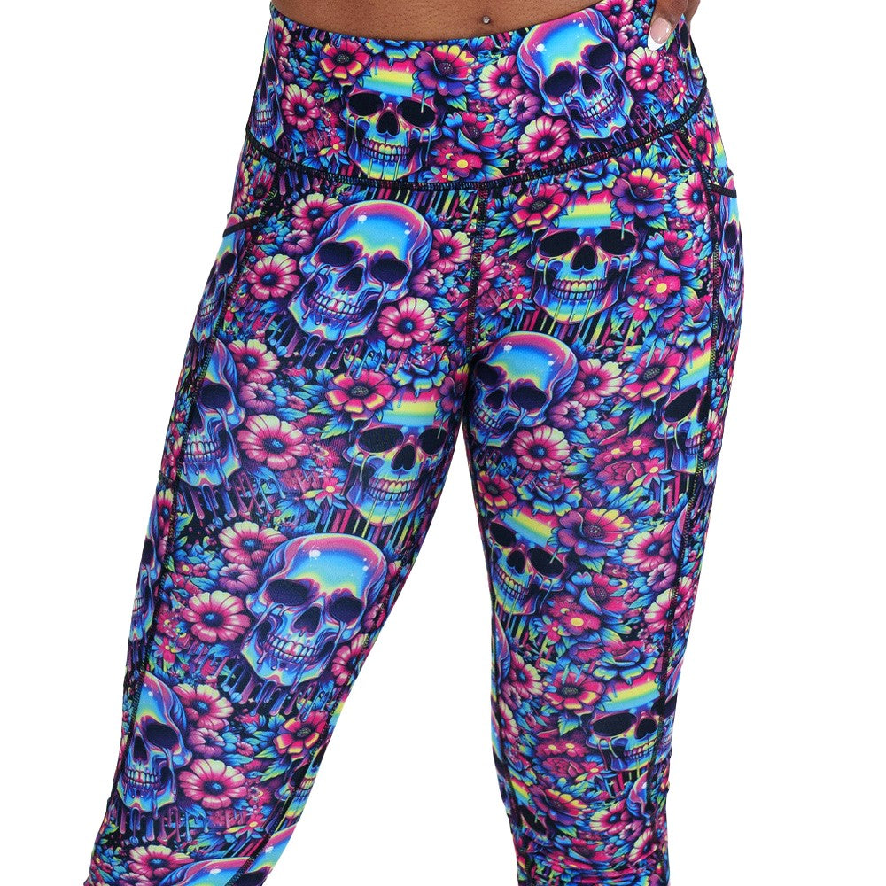 neon skull print leggings
