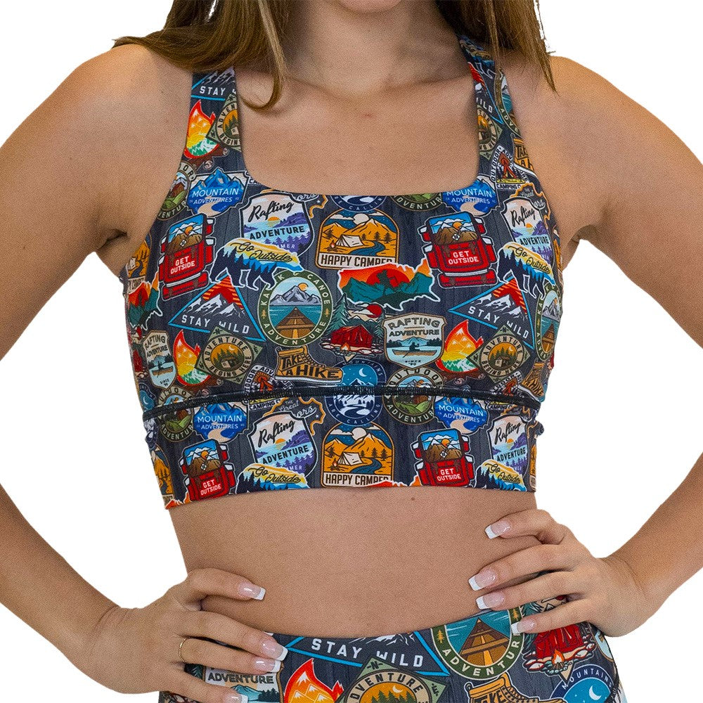 travel inspired sports bra