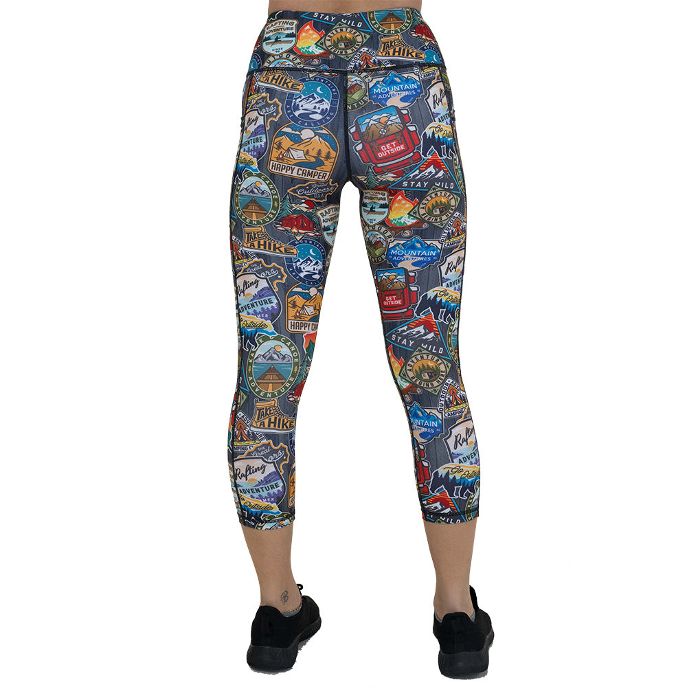 back of the travel inspired leggings