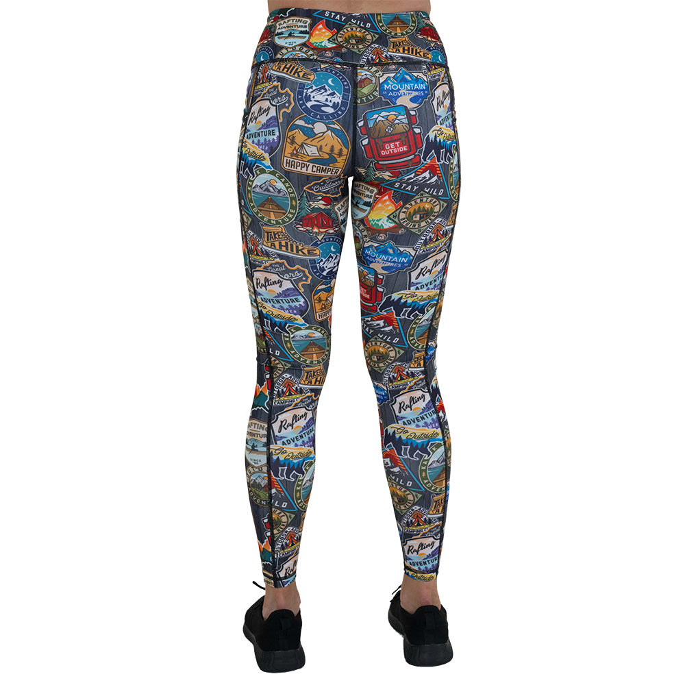 back of the travel inspired leggings
