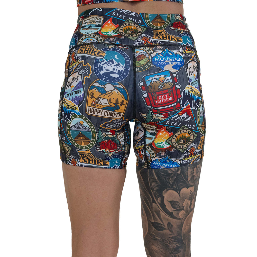 back of the 5 inch travel inspired shorts