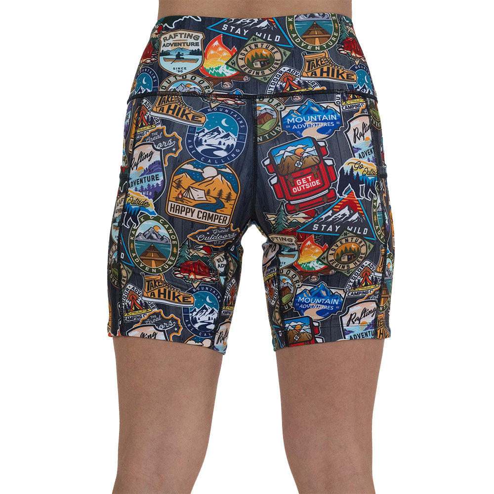 back of the 7 inch travel inspired shorts