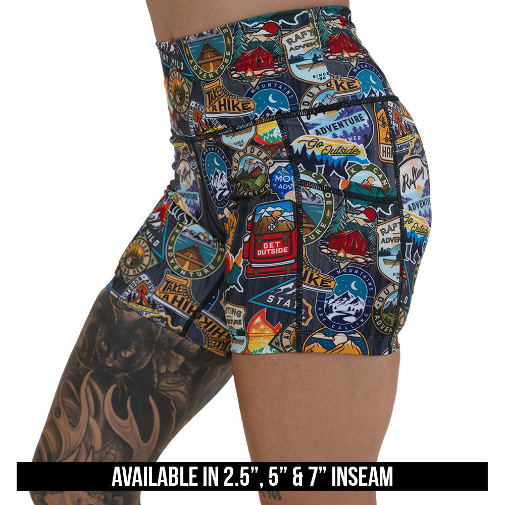 travel inspired shorts available in 2.5, 5 & 7 inch inseams