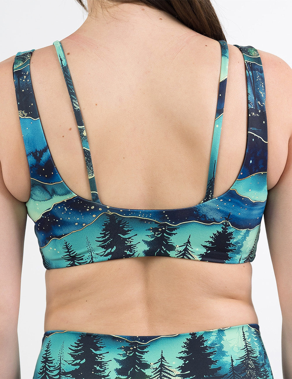 back of the aurora forest vista bra against a white background