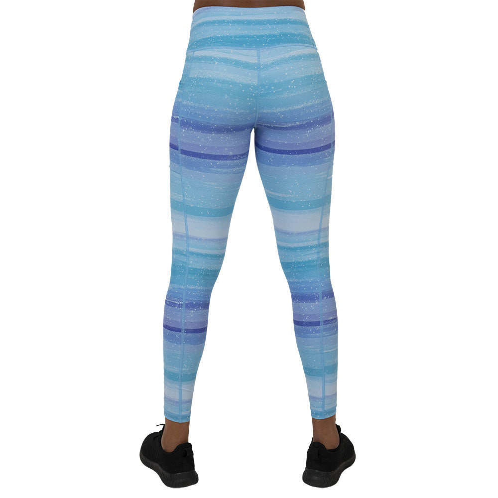 back of the blue and white ombre leggings