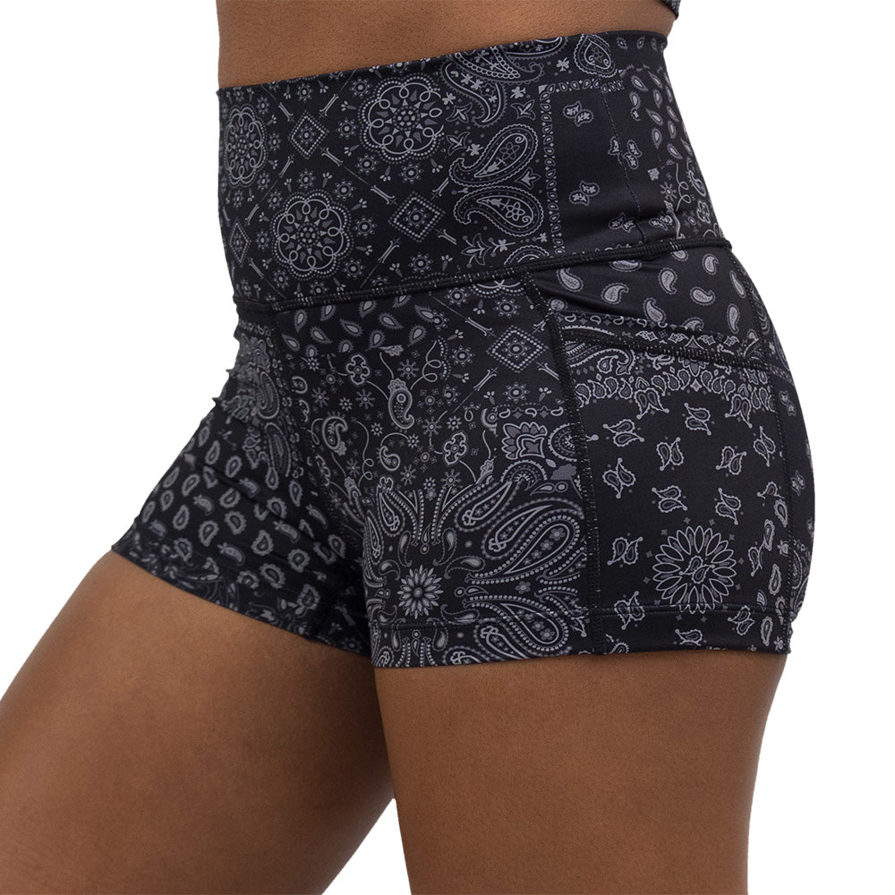 black paisley patterned shorts