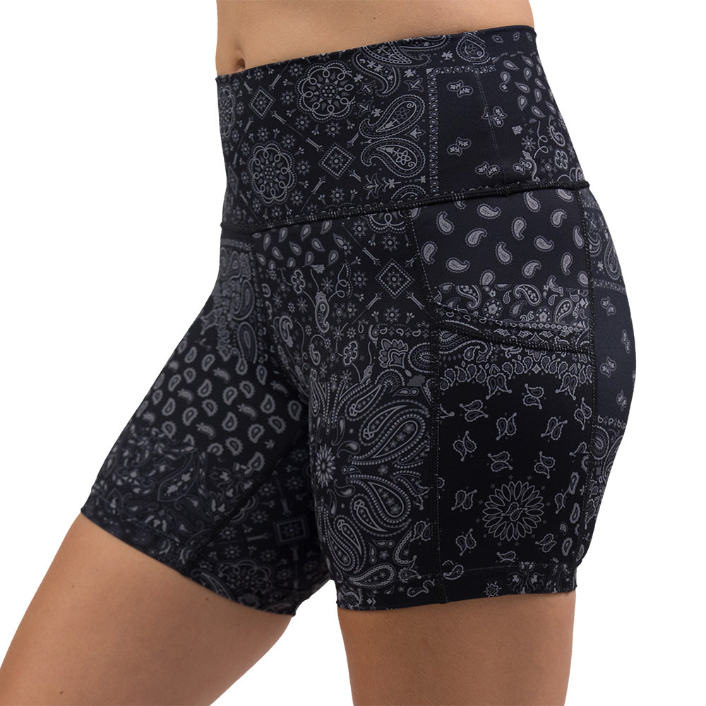 black paisley patterned shorts