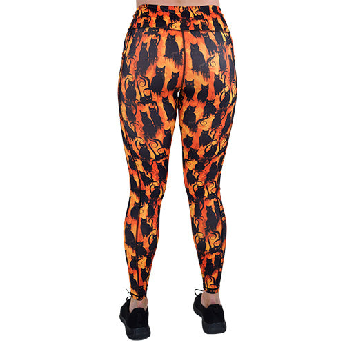 back of the black cats patterned leggings