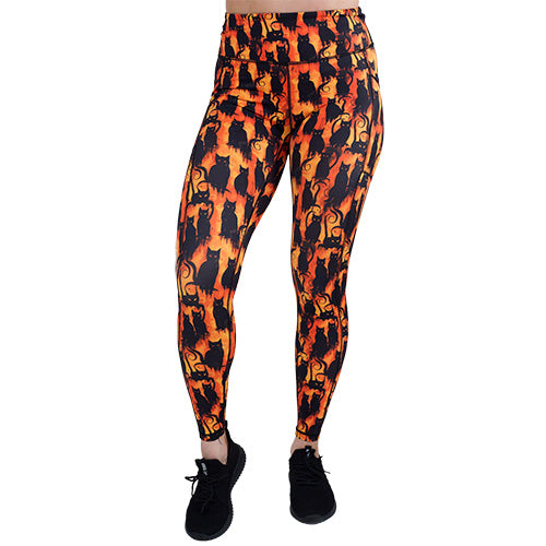black cats patterned leggings