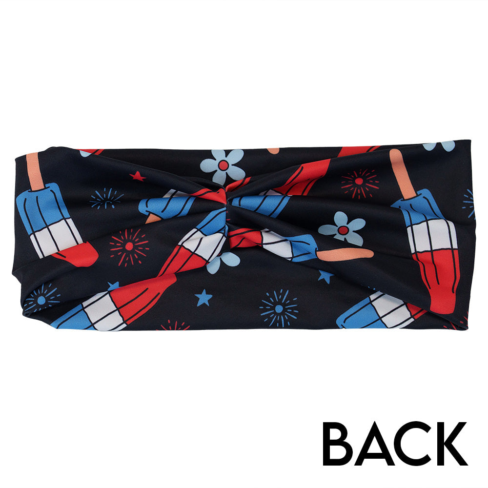 back of the red, white and blue popsicle print headband