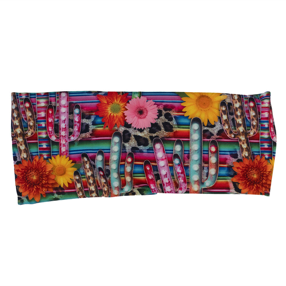 colorful cactus and flower print headband