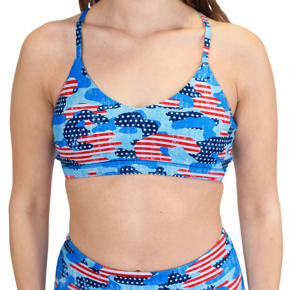 camo flag print bra