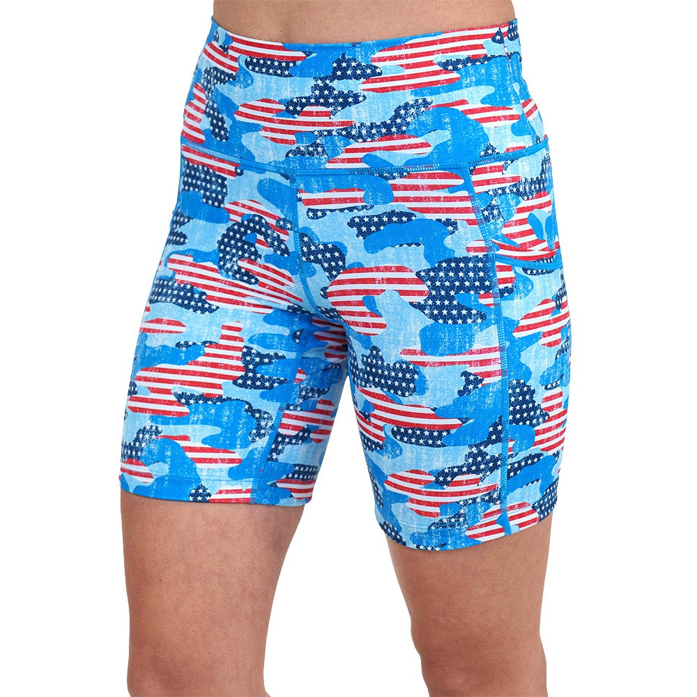camo flag print shorts