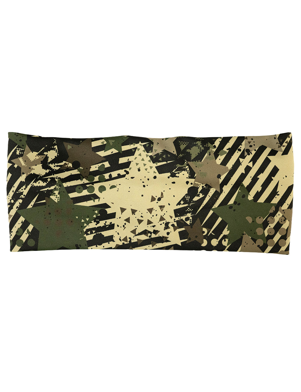 front of the green camo stars and stripes headband against a white background