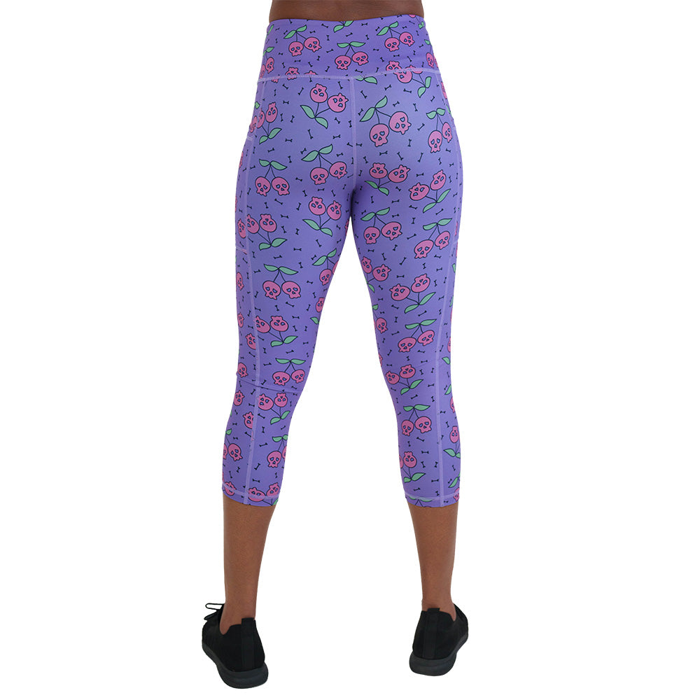 back of the skull cherry print leggings