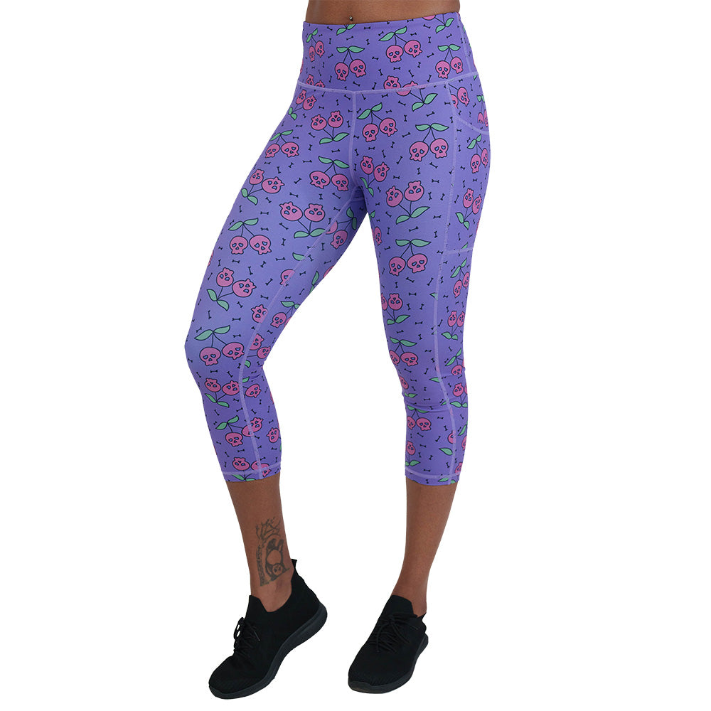 skull cherry print leggings