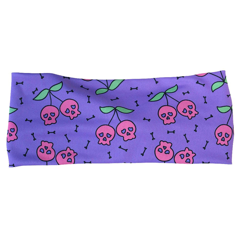 skull cherry print headband