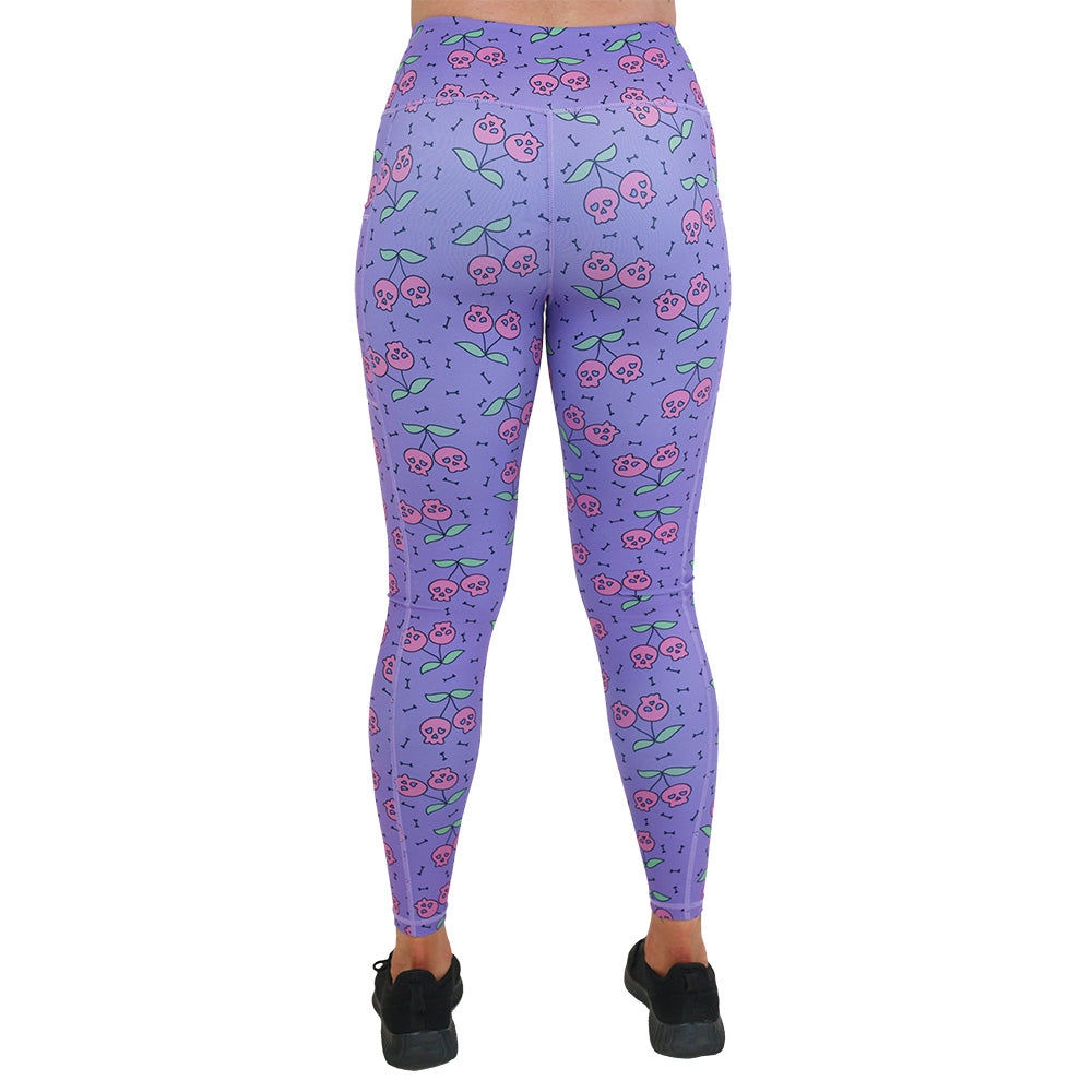 back of the skull cherry print leggings