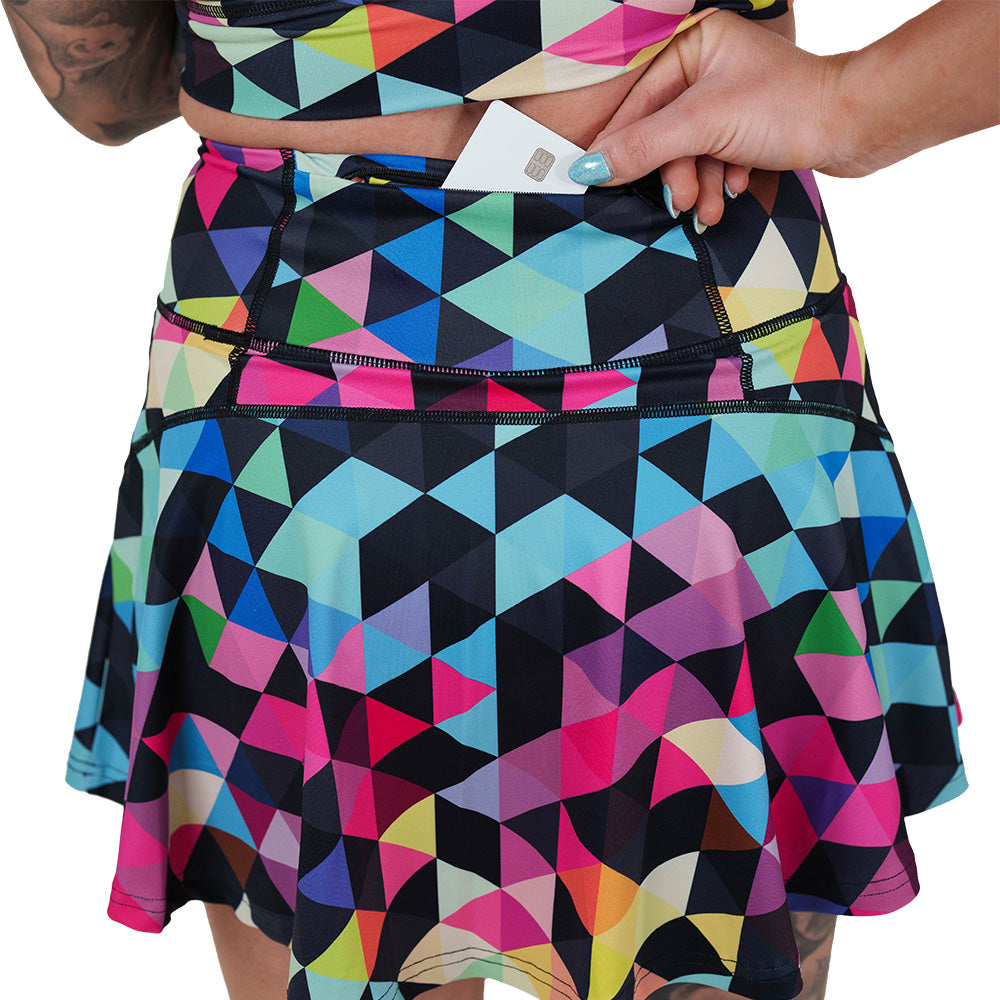 back pocket on the color block skirt