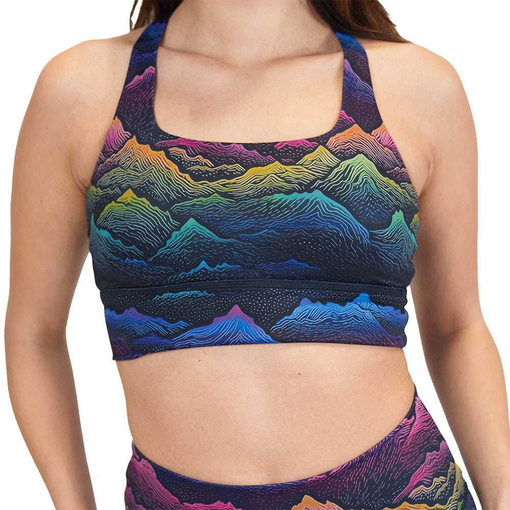 colorful mountain print bra