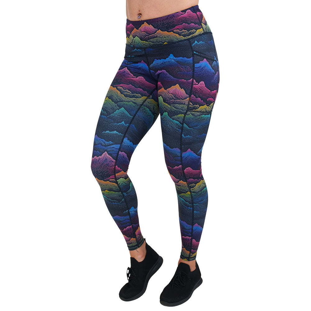 colorful mountain print leggings