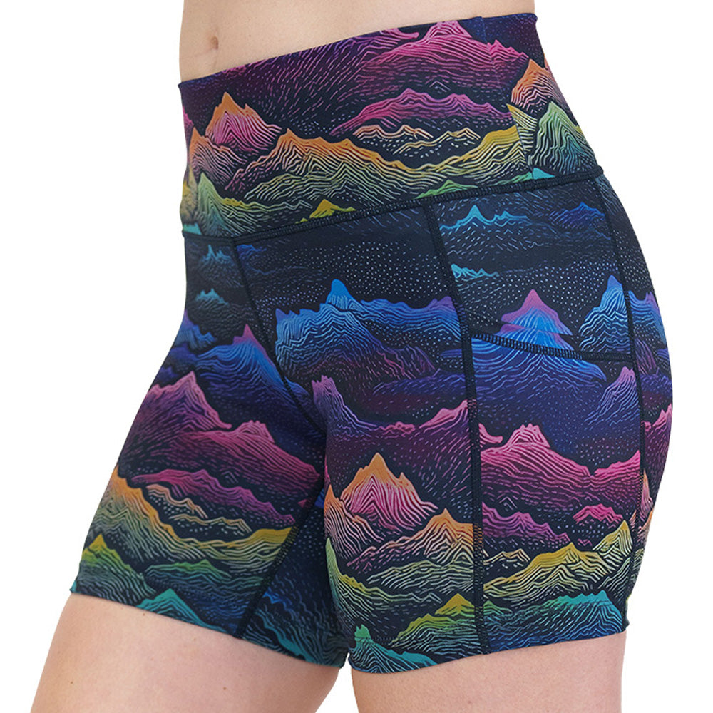 colorful mountain print shorts