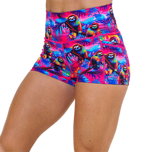 2.5 inch colorful sloth patterned shorts