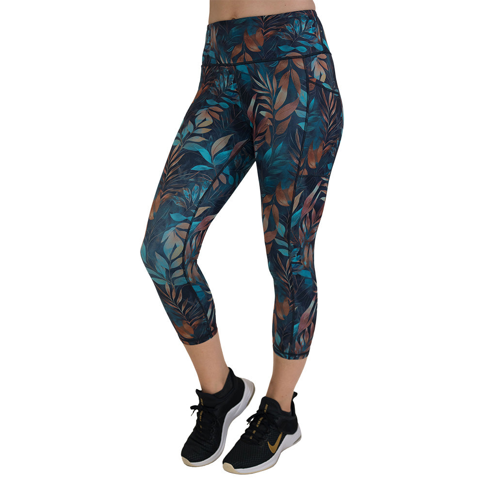 Colorful leaf-patterned leggings