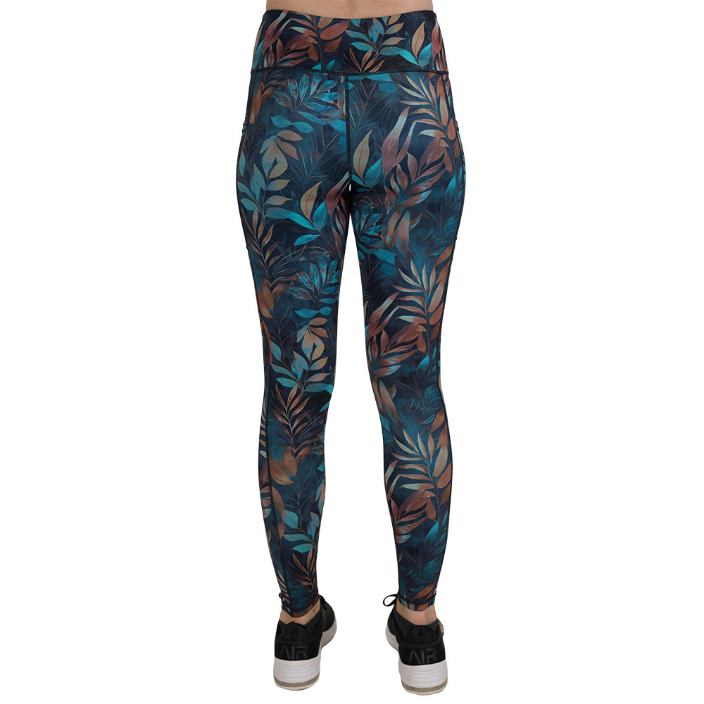 back of the Colorful leaf-patterned leggings