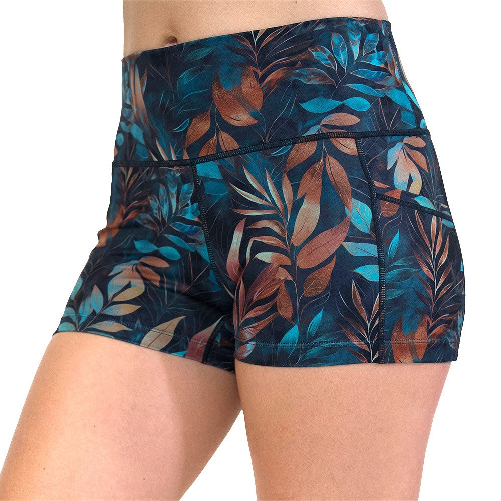 Colorful leaf-patterned shorts