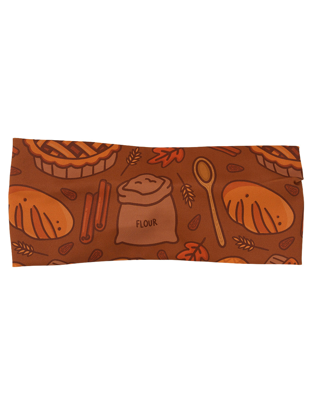 front of the orange baking themed headband against a white background