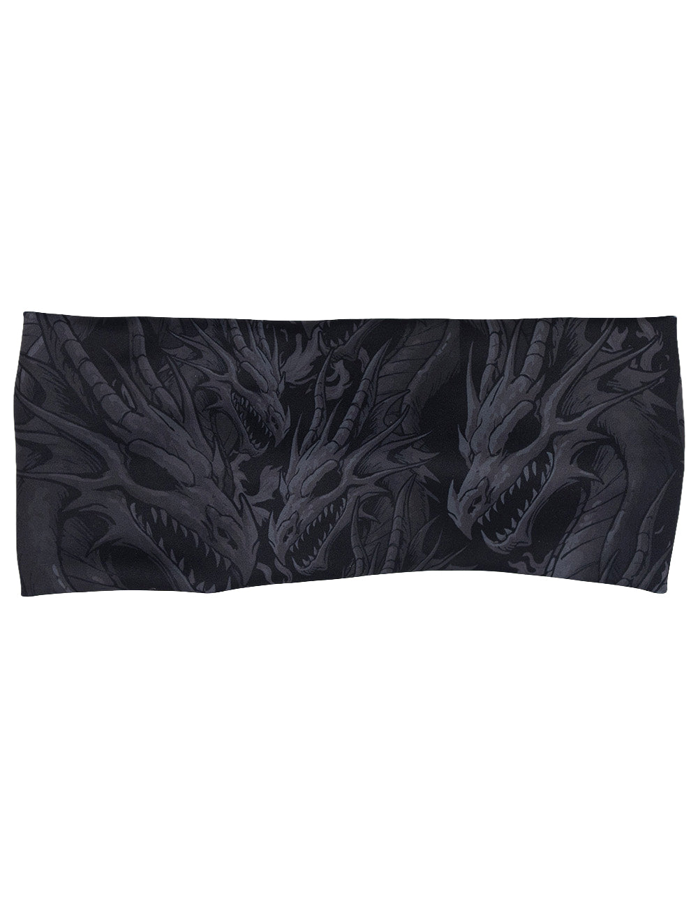 front of the black headband with grey dragons against a white background
