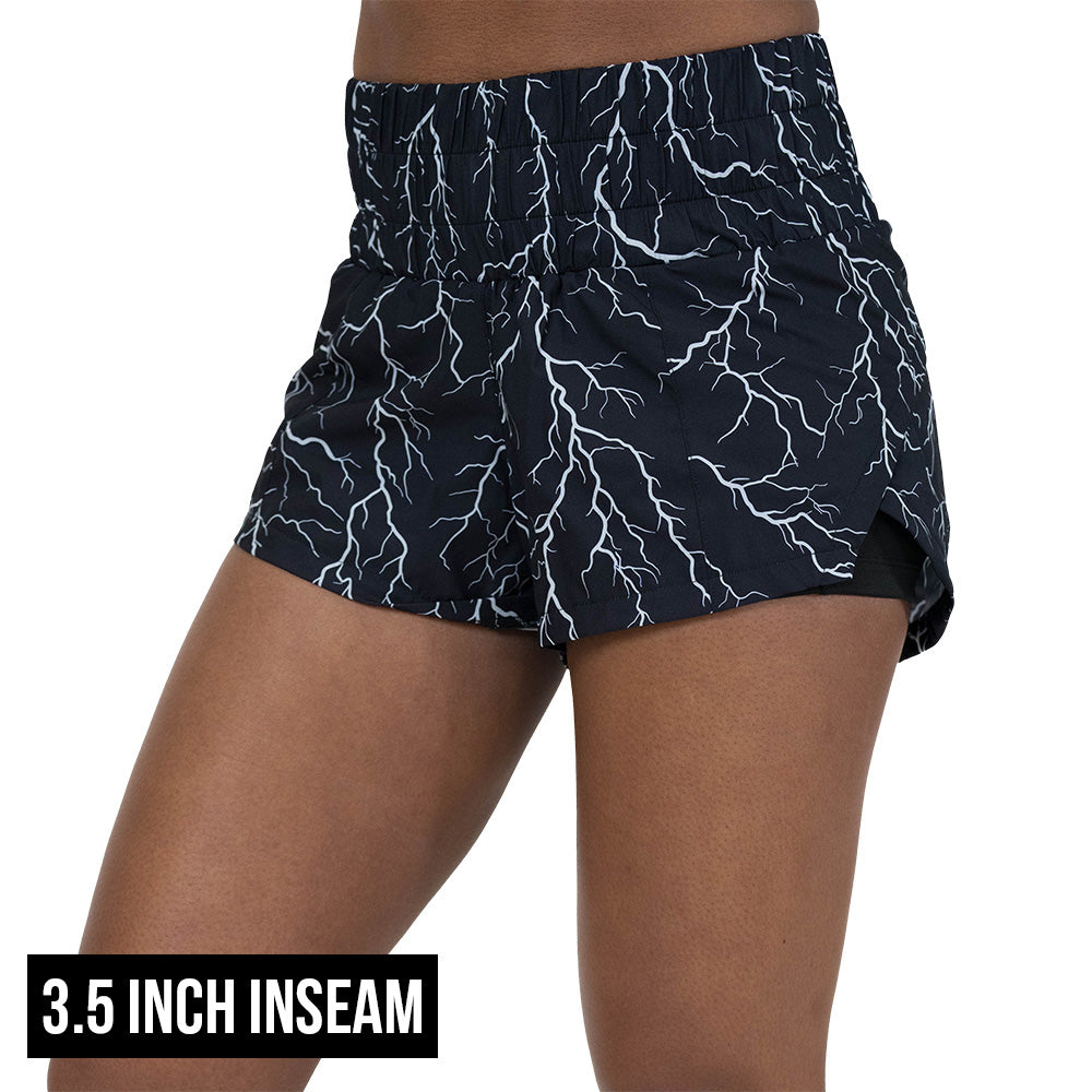 3.5 inch inseam lightning print shorts
