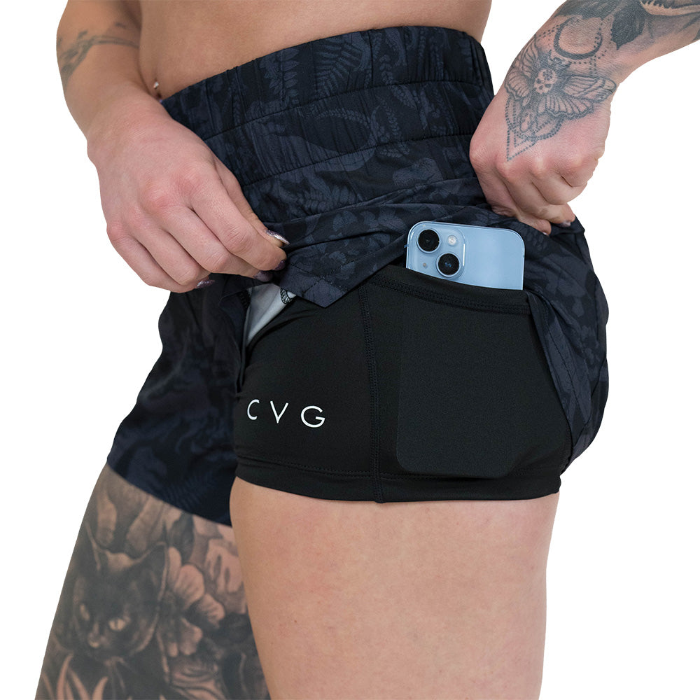 side pocket on the dino print shorts