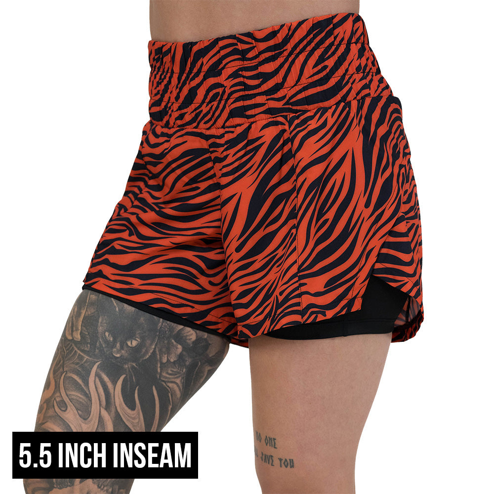 5.5 inch inseam tiger print shorts