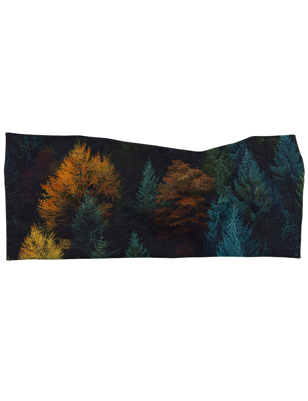 front of the orange, green, and bluish green trees headband against a white background