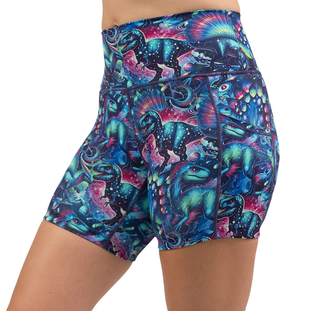 shorts with colorful dinosaur design