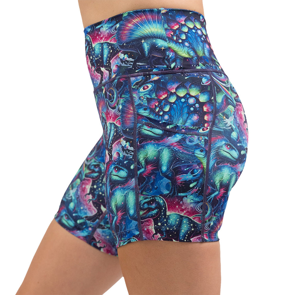shorts with colorful dinosaur design