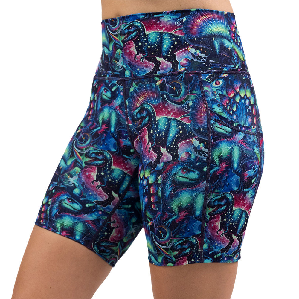 shorts with colorful dinosaur design