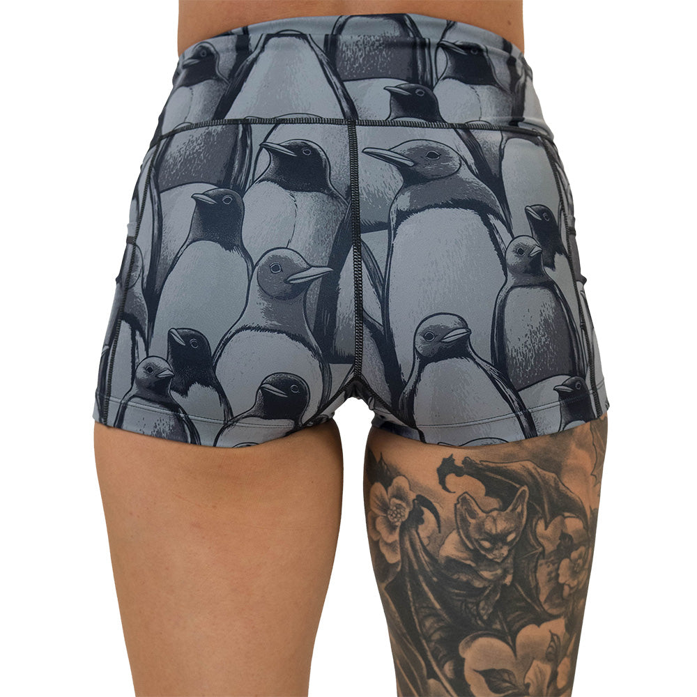 back of the penguin patterned shorts