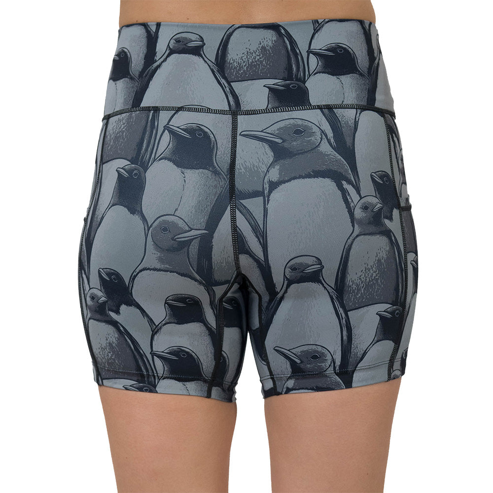 back of the penguin patterned shorts